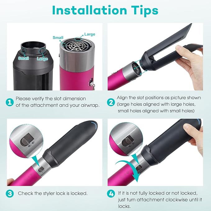 Hair Straightener Attachment for Dyson Airwrap HS01 HS05 HS08 Pre-Styling Dryer Brush for Curly Hair Professional Salo Hair Accessories (Black)