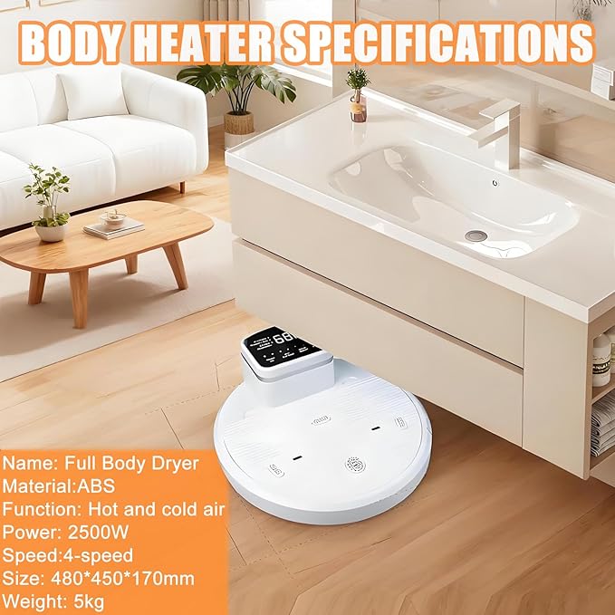 ddingsmafosee 2025 New Body Dryer - After Shower Hair Dryer for Full Body Care with Foot LED Control Panel Preheating 4 Speeds Conditioning Cold/Warm for Bathroom/Swimming Pool/Gym/Spa 220V