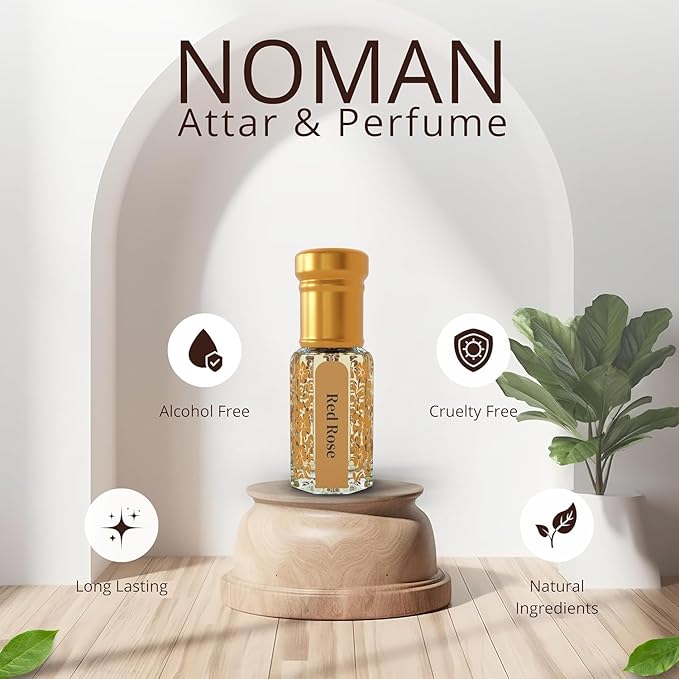 Red Rose Attar Original Pure Long-Lasting By NO maN 100% Alcohol Free 6.0ml in Luxury Bottle Best for Men and Wome