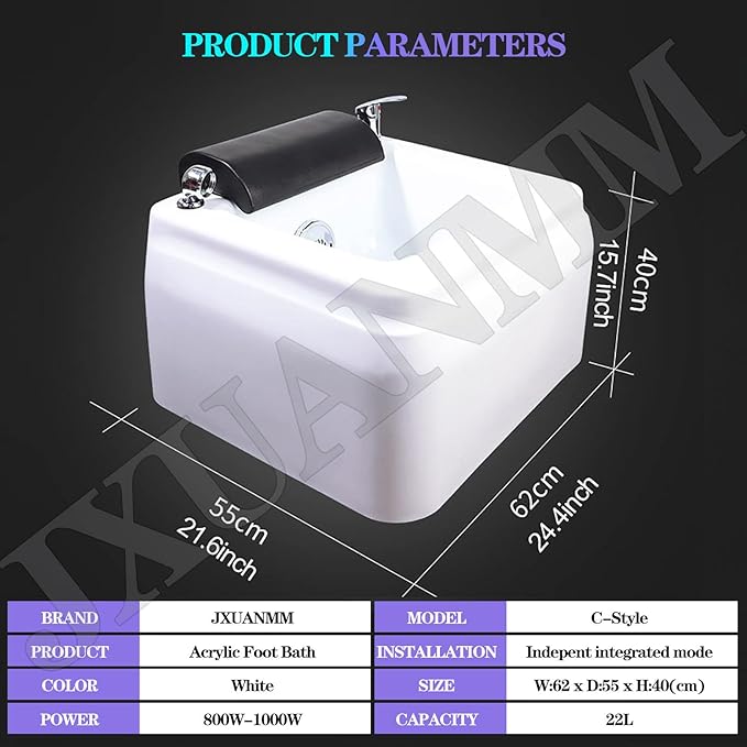 Footbath Barrel deep Foot Bath Spa with Massage Special for Hotel Salon Acrylic Pedicure Chair Bowl with Pedicure Foot Rest Massage Foot and 60PCS foot bath bags for Soaking Feet Foot Bath Basin C