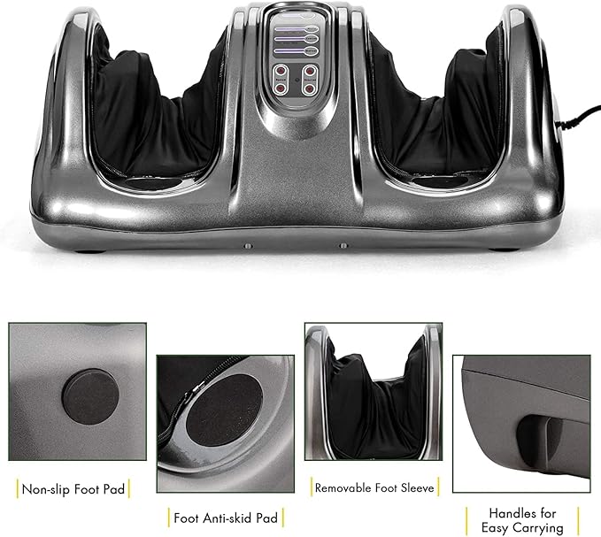 KOTEK Foot Massager Machine Shiatsu Foot &amp Calf Massager w/ 3 Massage Modes Remote Control Electric Deep Kneading Rolling Scraping Massage for Leg/Arm/Ankle Increase Blood Circulation (Grey)