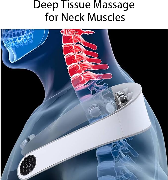 Electric Neck Massager with Heat 10 Modes 16 Intensity Levels Cordless Massager for Women Powerful Neck Massage Tool Deep Tissue Massage