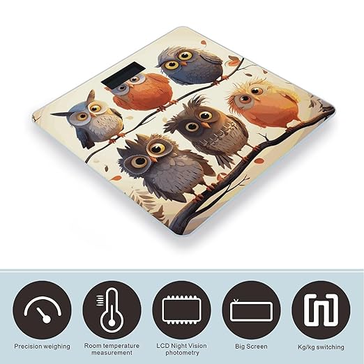 Owls Birds Bathroom Scale Ultra-Bright Liquid Crystal Screen Weight Scale Accurate Bathroom Body Scales for Body Weight Bathroom Pet Home Bedroom Gift-Giving