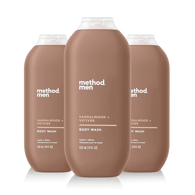 Method Men Sandalwood + Vetiver Body Wash 18oz (Pack of 3)