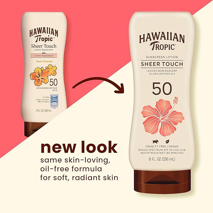 Hawaiian Tropic Hawaiian Tropic Sheer Touch Ultra Radiance Lotion Sunscreen SPF 50 &amp Banana Boat Sport Ultra SPF 50 Sunscreen Spray Twin Pack