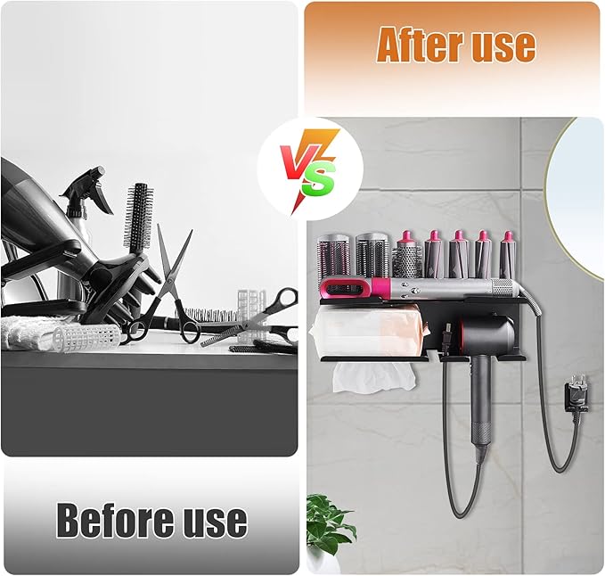 Hair Dryer Holder for Dyson Airwrap Hairdryer Holder Station Hair Straightener Holder for Dyson Airwrap Stand Hair Dryer Attachments for Curling Iron Styler Curling Barrels Brushes