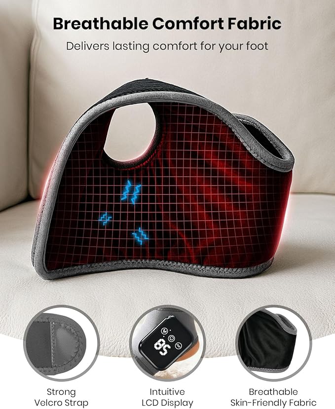 Foot Renew Massager for Neuropathy 3-in-1 Cordless &amp Portable Foot and Ankle Massager for Heel Arch &amp Ankle Relief 3-Level Vibration &amp Heat Ideal Gift Includes Extension Strap (Gray 2
