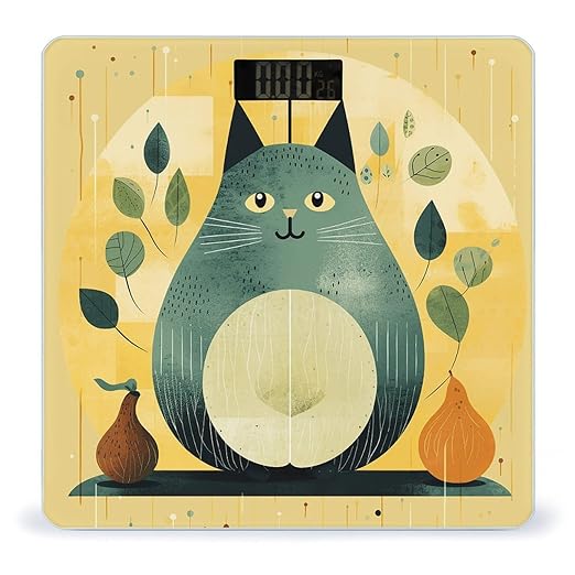 Pear Shaped Cat Scale for Body Weight Anti-Slip Tempered Glass Digital Bathroom Scales Clear LCD Display Weighing Scale Safe Rounded Corners Smart Scales