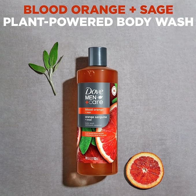 Dove Men + Care Body Wash for Men | Liquid Body Wash to Uplift and Restore (Blood Orange + Sage)