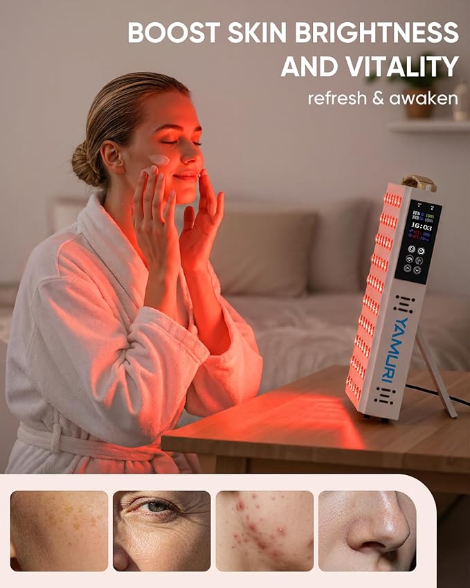 Red Light Therapy for Face 660nm 850nm Near-Infrared Light Therapy Panel for Body 110W with 60 Dual Chip LEDs 135mW/cm² High Irradiance Device for Daily Wellness &amp Relaxation at Home - YA60