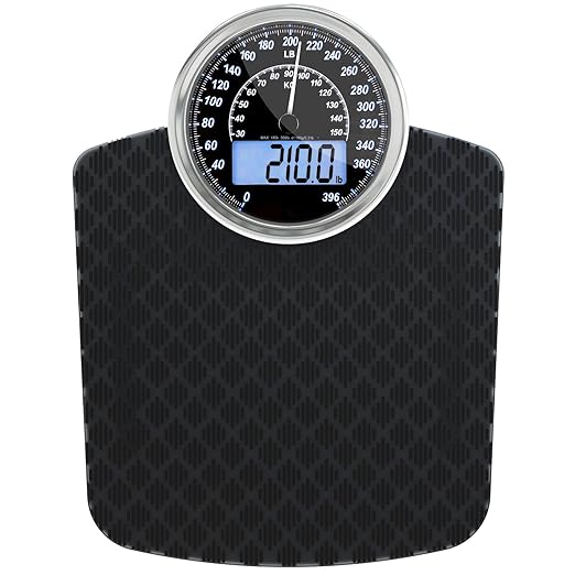 Adamson Hybrid 2-in-1 Analog &amp Digital Weighing Scale for Body Weight up to 400lbs + Thick Tempered Glass + Extra Large Display + Easy to Read Digital Bathroom Scale + New Version - Black Diamond