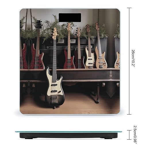 Guitar Bass Music Musical Instruments Scale for Body Weight Highly Accurate Digital Bathroom Scale Sturdy Tempered Glass Weighing Scales with LCD Display Fashion Body Fat Smart Scales 400lb