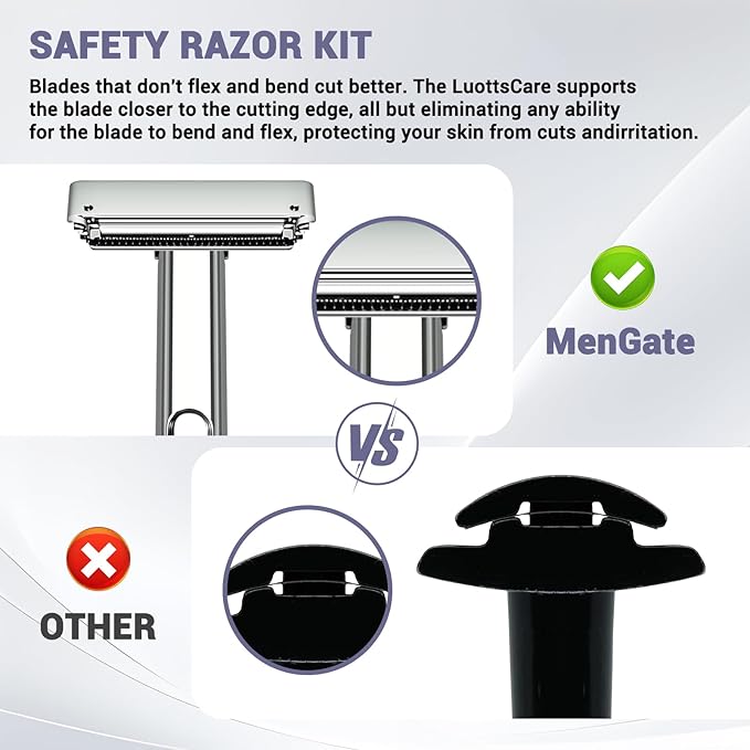 Adjustable 2-Blade Safety Razor Set with Magnetic Head for Men Women - with 10 Blades Shave Brush - Precision Shaving Reusable &amp Plastic-Free Shaver for Beard Head Leg Shaving