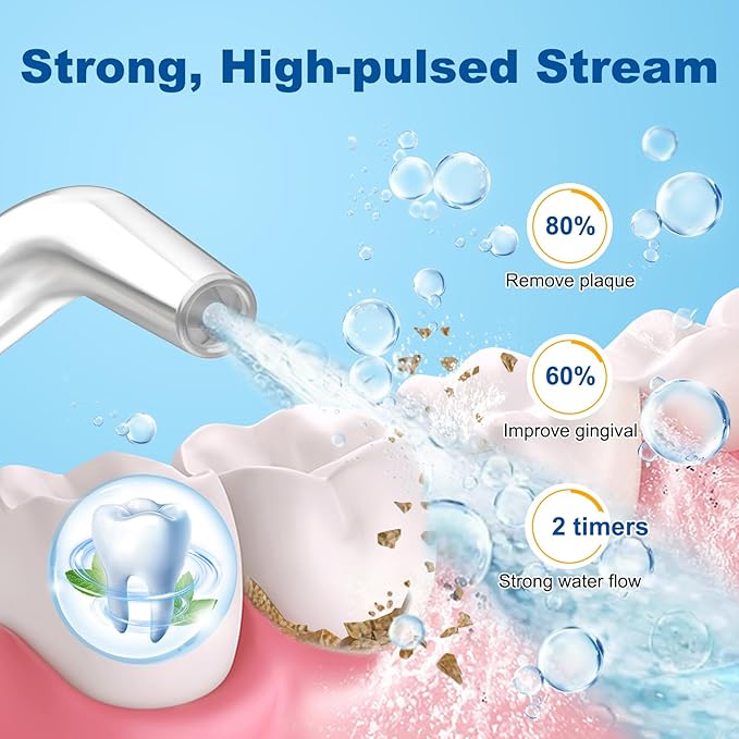 Water Flosser for Teeth 300ML Cordless Oral Irrigator Rechargeable Dental Flosser Picks with 5 Modes 5 Jet TipsIPX7 Waterproof Teeth Cleaner for Braces Gum Care Home Travel Use
