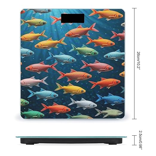 Colorful Fish Weight Scale Large Digital Bathroom Scales with Bright LED Display Non Slip Digital Scale and Step On Fashion Weighing Machine for Body
