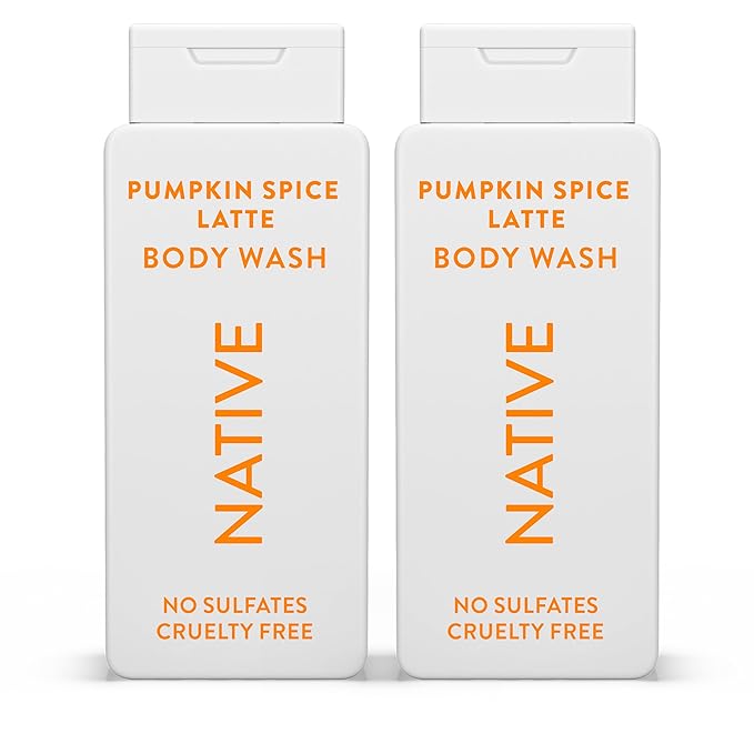 Native Body Wash with Naturally Derived Ingredients - Pumpkin Spice Latte - For Women &amp Men Sulfate Paraben &amp Dye Free Leaving Skin Soft and Hydrating | Fall Seasonal Scent Bundle 18 oz -
