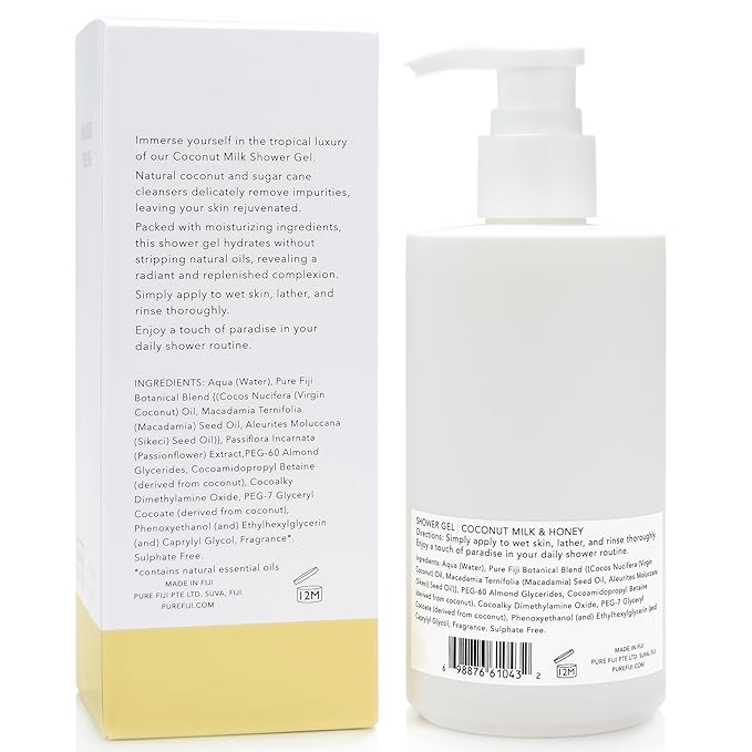 PURE FIJI Coconut Milk Shower Gel Coconut Milk &amp Honey (9.47 Fl. Oz /280ml)