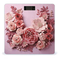 Flowers on Light Pink Background Scale for Body Weight Precision Bathroom Weighing Scales with Back Lit LCD Display Sturdy Tempered Glass Body Weight Scales Digital Bathroom Scale 400lb