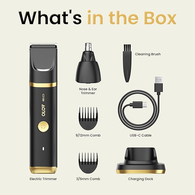 Groin &amp Body Hair Trimmer for Men - Electric Shaver for Pubic Hair Chest Legs - Ball Pubic Groomer LED Light Replaceable Ceramic Blade Heads USB-C Recharge Dock Waterproof Hygiene Razor