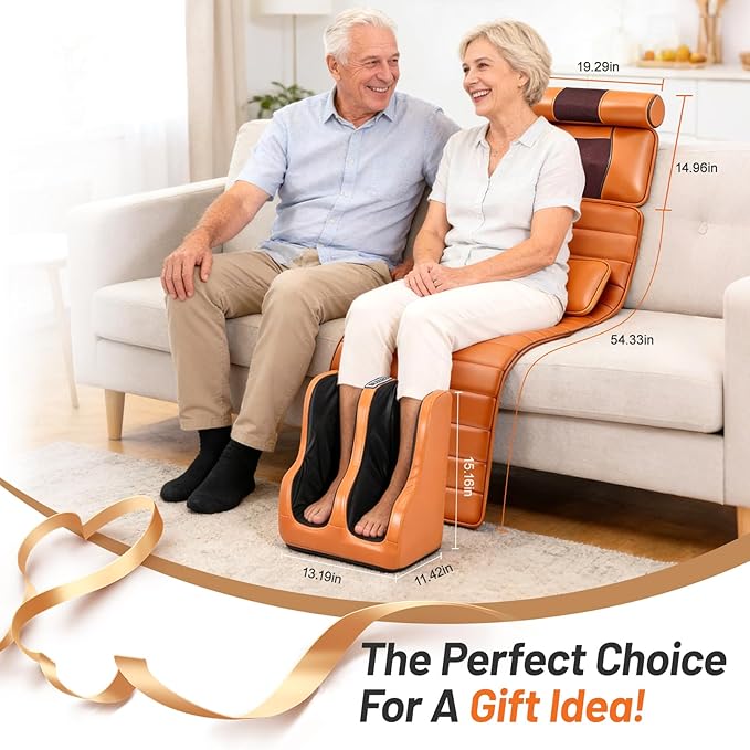 Full Body Massage Mat with Foot Massager Shiatsu Vibration Massage Pad with Heat Detachable Neck Pillow Airbag Lumbar Support &amp Remote Control for Back Waist Legs and Feet