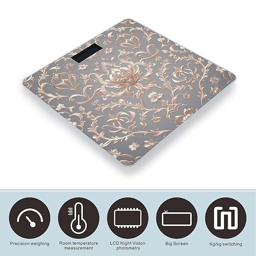 Rose Gold Wallpaper Bathroom Scale for Body Weight Bathroom Digital Electronic Weighing Scale with Back Lit LED Display Sturdy Tempered Glass Weight Watchers Scales 400lb