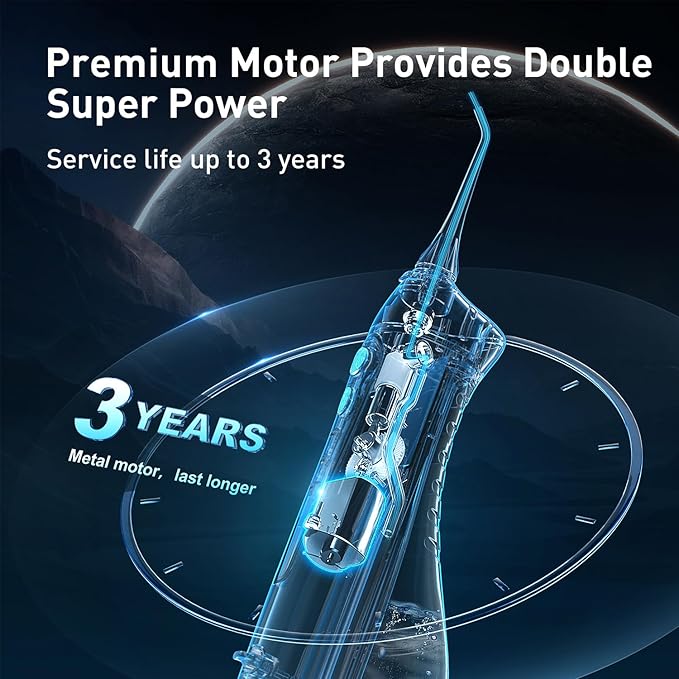 COSLUS Water Dental Flosser Teeth Pick C20(F5020E): Portable Cordless Oral Irrigator 300ML Rechargeable Travel Irrigation Cleaner IPX7 Waterproof Electric Flossing Machine for Teeth Cleaning Green