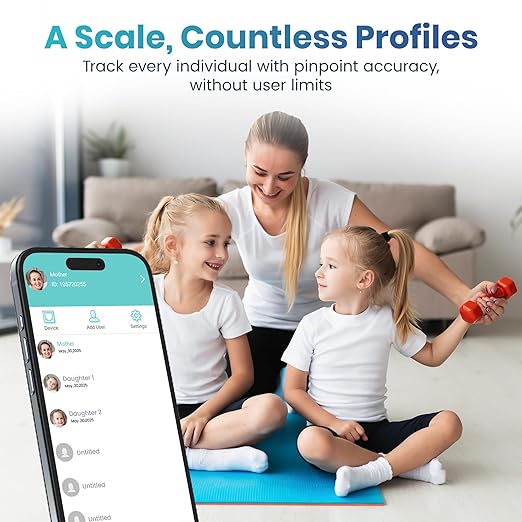 Smart Weight Scale for Body Weight with Mobile App | 8-Electrode Digital Weight Scale | BIA Technology for BMI Muscle Mass &amp More | Bluetooth Connectivity