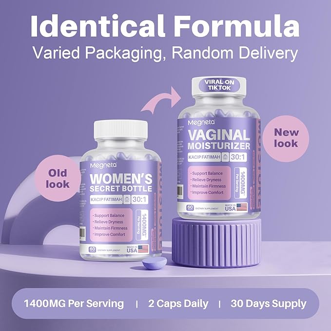 Vaginal Moisturizer Kacip Fatimah 1000mg &amp Manjakni 200mg for Female Health Slippery Elm for Women Vegan 120 Capsules