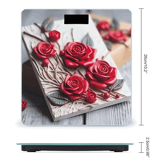 Roses on Wooden Board Digital Bathroom Scale for Body Weight with High Precision Digital Weighing Scale with BMI Clear LCD Display and Step-On Measures Weight Up to 180kg