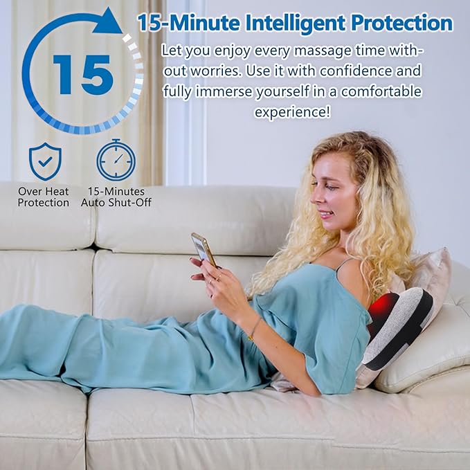 Massage Pillow Neck and Back Massager with Heat Shiatsu Massage Pillow for for Back Shoulder Leg Foot Gift for Men Women Mom Dad Stress Relax at Home Office and Car