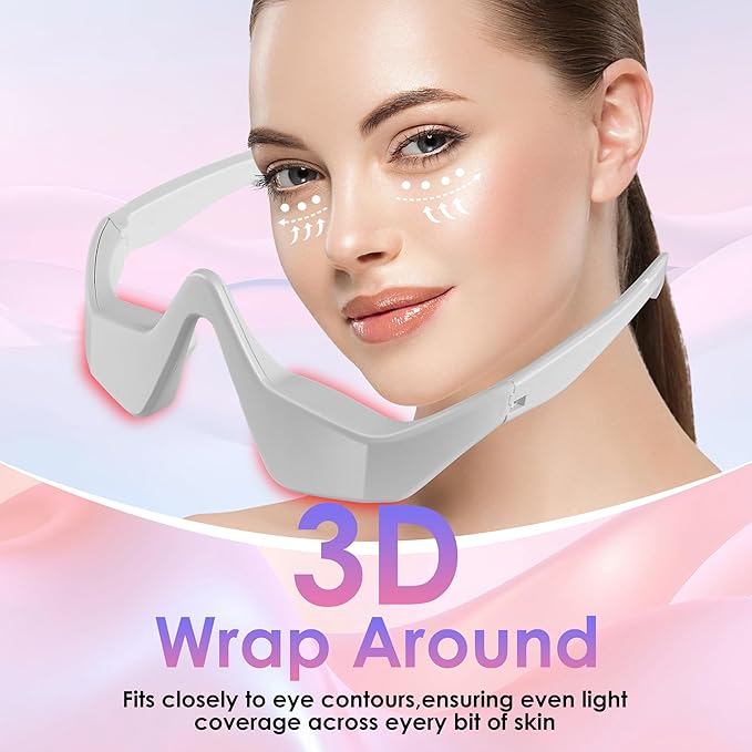 Under Eye Red Light Therapy Glasses Red Light Therapy Device Microcurrent Eye Massager Eye Beauty Glasses Eyes Bag Remover for Reduce Dark Circles and Wrinkles (Gray)
