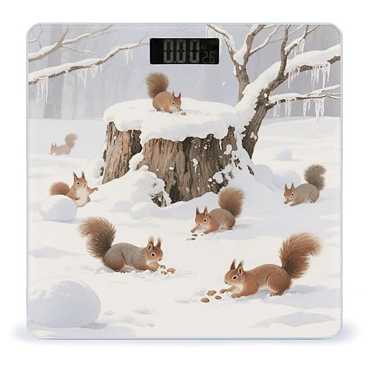 Squirrel Bathroom Scale for Body Weight Bathroom Digital Electronic Weighing Scale with Back Lit LED Display Sturdy Tempered Glass Weight Watchers Scales 400lb