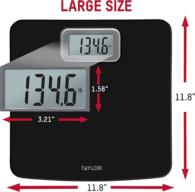 Taylor Digital Bath Scale with Antimicrobial Surface Protection Bathroom Scale for Body Weight 400 lbs. Black