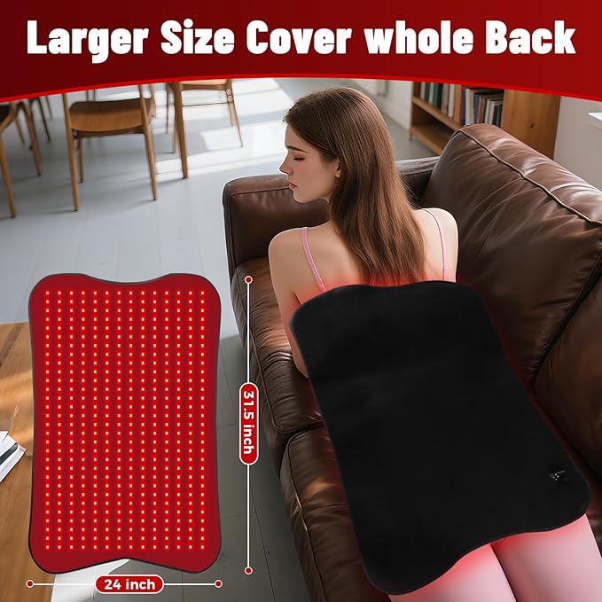 Red Light Therapy Mat for Body 31.5''x 24'' Red Light Therapy Pad with Controller 420pcs 2 in 1 LEDs (660nm &amp 850nm) Adjustable Timer &amp Intensity