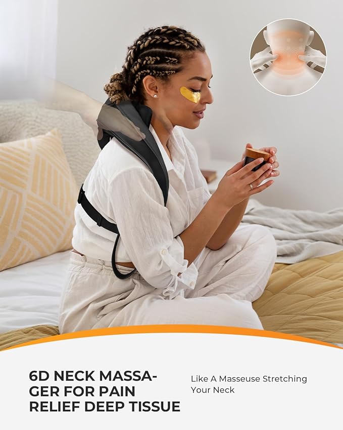 CooCoCo Cordless Neck MassagerBirthday Ideas for Dad Mom Neck and Back Massager for Pain Relief Deep Tissue Shiatsu Shoulder Massager for Pain Relief Back Massager with Heat