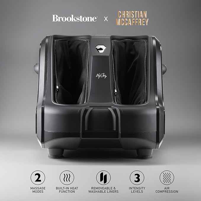 Brookstone Foot and Calf Massager with Heat Adjustable Intensity Deep Tissue Relief &amp Circulation Support