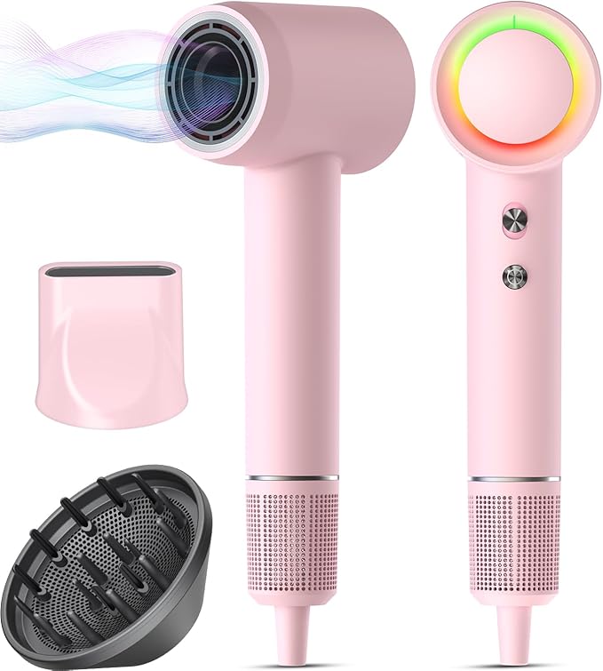Hair Dryer 160000 RPM Professional High-Speed Blow Dryer 500 Millions Negative Ionic Care Hair Dryer for Fast Drying Low Noise Thermo-Control Hairdryer Travel with Magnetic Diffuser &amp Nozzle P