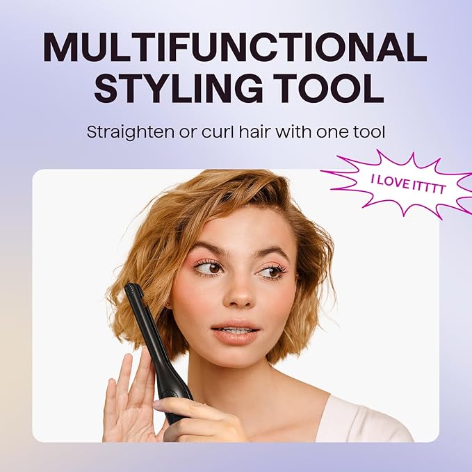 Wavytalk Pencil Flat Iron 3/10 Small Iron for Short Hair Pixie Cut and Bangs Tiny Beard Straightener with Dual Voltage &amp Adjustable Temp Mini Hair Edges Heating Up in 15s