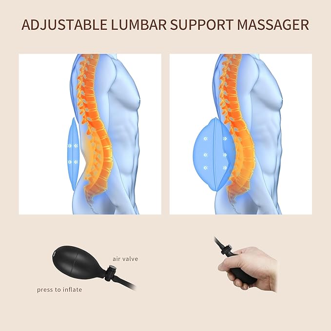 Back Massager with Heat with 8 Motors Massage Chair Pad Seat Massager with Back Traction for Full Body Massage Massage Cushion for Home/Office/Easter