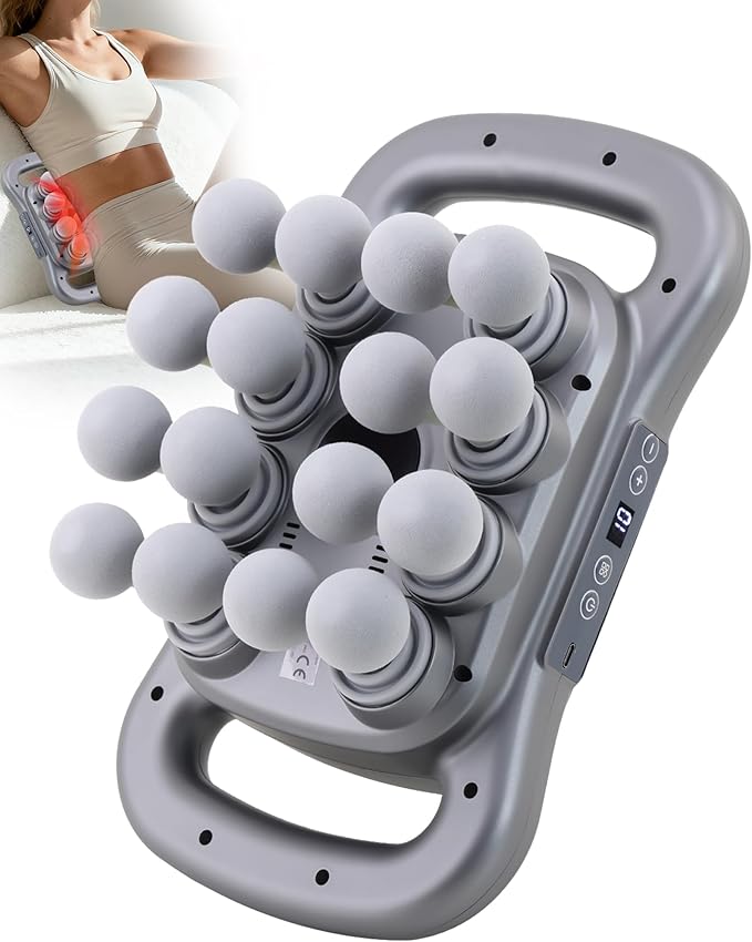 16-Head Massage Gun Deep Tissue Percussion Massager with 9 Modes &amp 9 Intensities 2600mAh Battery Back Bassager for Pain Relief Deep Tissue for Muscle Pain Relief in Back Legs Shoulders