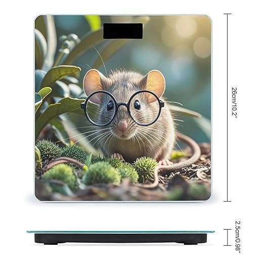Guinea Mouse with Glasses Bathroom Scale for Body Weight with High Precision Large LCD Backlight Display Digital Weighing Scale with BMI Capacity Up to 180kg