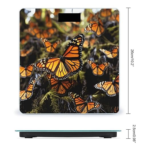 Heaps of Orange Monarch Butterflies Weight Scale Large Bathroom Scales Digital Weight with Bright LED Display Non Slip Automatic Weighing Scale Fashion Weighing Machine for Body
