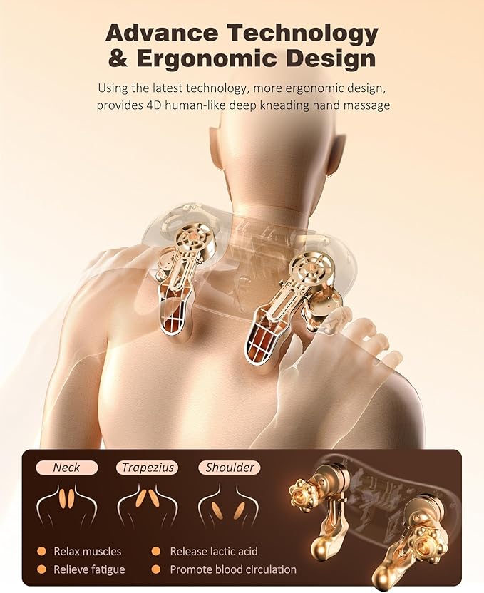 Neck and Shoulder Massager with Heat Cordless Back and Neck Massager Upgraded Graphene Heating 4D Shiatsu Deep Kneading Massage for Shoulder BackLegPain Relief Portable Gifts for Dad Mom Friend