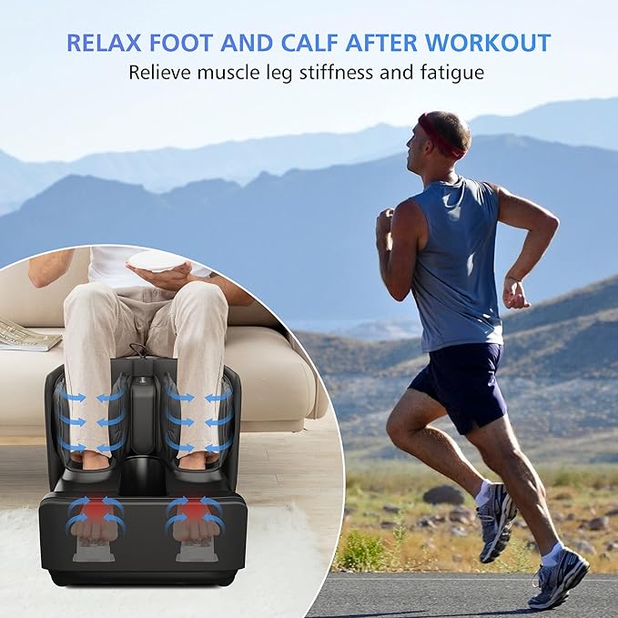 COMFIER 2 in 1 Foot Massager Machine Shiatsu Foot and Calf Massager with HeatKneadingVibrationCompression Massagers for FeetAnkleLegTired Muscles &amp Plantar FasciitisGift for Men Women