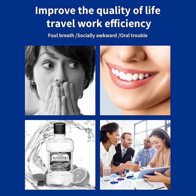 MySmile LP211 Water Flosser &amp Travel Size Mouthwash Set Portable Dental Care Kit for Fresh Breath Healthy Gums Ideal for Home &amp Travel（Chalk）
