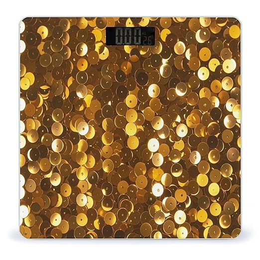 Gold Sequin Sparkle Scale for Body Weight Digital Bathroom Scale Toughened Glass High Precision Scales for Body Weight with Large LCD Backlight Display Weight Scales