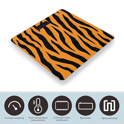 Automatic Switch Digital Bathroom Weighing Scale Smart Scale for Body Weight Tiger Stripes Animal Print