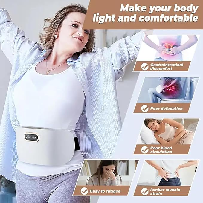 KEhtu Electric Abdominal Massage Machine BianStone Tummy Kneading Instrument Double Disc Large Area Massage Forward/Reverse Massage for Abdominal Back Neck and Legs Pain Relief