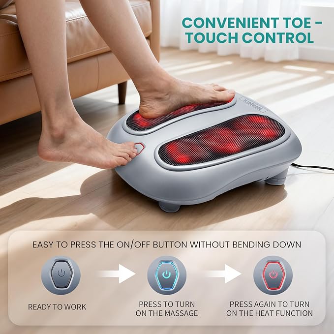 Nekteck Foot Massager with Heat Heated Foot Massager for Plantar Fasciitis Pain Relief and Circulation Shiatus Electric Under Desk Feet Massager Machine Gifts for Men Woman Him Her Mon Birthday