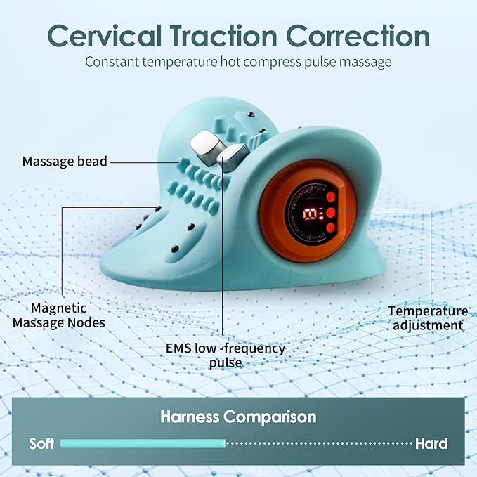 Neck Massager with Cervical Traction Ergonomic Neck Pain Relief Device Portable Neck Relaxer for Home &amp Office Lightweight Neck Support Massager